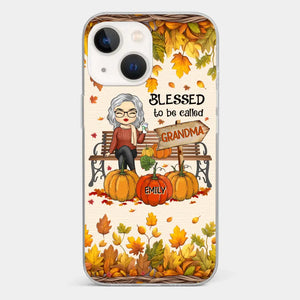 Grandma's Love Is The Heart Of Our Family - Family Personalized Custom Clear Phone Case - Autumn Fall Gift For Grandma