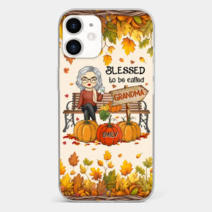 Grandma's Love Is The Heart Of Our Family - Family Personalized Custom Clear Phone Case - Autumn Fall Gift For Grandma