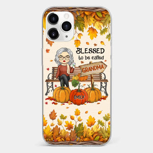 Grandma's Love Is The Heart Of Our Family - Family Personalized Custom Clear Phone Case - Autumn Fall Gift For Grandma