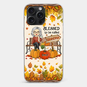 Grandma's Love Is The Heart Of Our Family - Family Personalized Custom Clear Phone Case - Autumn Fall Gift For Grandma