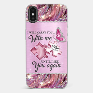 A Piece Of My Heart Lives In Heaven - Memorial Personalized Custom Clear Phone Case - Sympathy Gift For Family Members