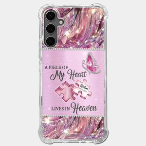 A Piece Of My Heart Lives In Heaven - Memorial Personalized Custom Clear Phone Case - Sympathy Gift For Family Members