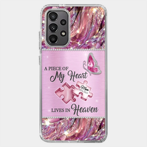 A Piece Of My Heart Lives In Heaven - Memorial Personalized Custom Clear Phone Case - Sympathy Gift For Family Members