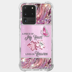 A Piece Of My Heart Lives In Heaven - Memorial Personalized Custom Clear Phone Case - Sympathy Gift For Family Members