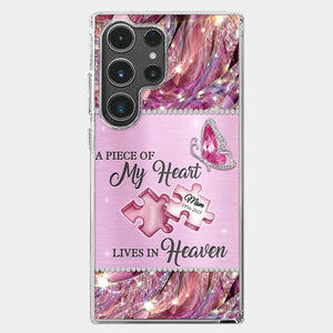 A Piece Of My Heart Lives In Heaven - Memorial Personalized Custom Clear Phone Case - Sympathy Gift For Family Members