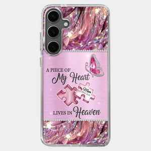 A Piece Of My Heart Lives In Heaven - Memorial Personalized Custom Clear Phone Case - Sympathy Gift For Family Members