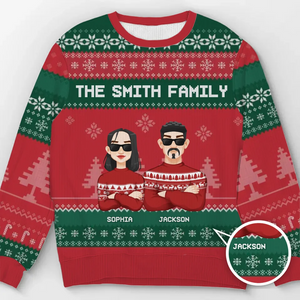 It's The Most Beautiful Time Of The Year - Family Personalized Custom Ugly Sweatshirt - Unisex Wool Jumper - Christmas Gift For Family Members