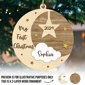 Our Christmas Joy Has A New Heartbeat - Family Personalized Custom Shaped 2 Layered Wood Christmas Ornament - Christmas Gift For Baby Kids, Newborn Baby