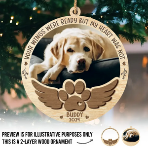 Custom Photo In Loving Memory Of Our Cherished Friend - Memorial Personalized Custom Shaped 2 Layered Wood Christmas Ornament - Sympathy Gift, Christmas Gift For Pet Owners, Pet Lovers