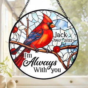 Their Spirit Dances On The Wings Of Every Bird - Memorial Personalized Custom Stained Glass Window Hanging Suncatcher - Sympathy Gift For Family Members