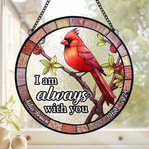 Cardinals Appear When Angels Are Near - Memorial Personalized Custom Stained Glass Window Hanging Suncatcher - Sympathy Gift For Family Members