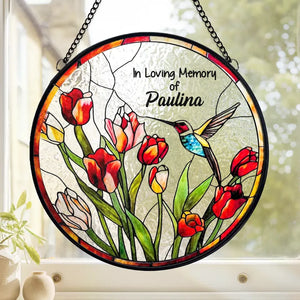 Memories Of You Bloom Like Eternal Spring - Memorial Personalized Custom Stained Glass Window Hanging Suncatcher - Sympathy Gift For Family Members