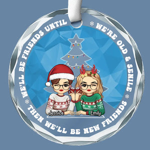 Friends Make The Holidays Warmer - Bestie Personalized Custom Circle Glass Ornament - Christmas Gift For Best Friends, BFF, Sisters