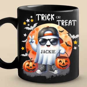 Too Cool To Be Spooky - Family Personalized Custom Black Mug - Halloween Gift For Family Members