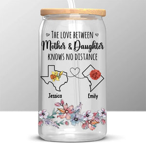 A Mother Is A Daughter's Best Friend - Family Personalized Custom Glass Cup, Iced Coffee Cup - Gift For Mom, Daughter