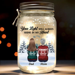 Remembering You With Love And Gratitude - Memorial Personalized Custom Mason Jar Light - Sympathy Gift, Christmas Gift For Family Members