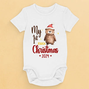 Rockin' Around The Christmas Tree With My Little One - Family Personalized Custom Baby Onesie - Christmas Gift For Baby Kids, Newborn Baby