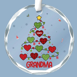 Grandma’s Love Is The Best Gift Of All At Christmas - Family Personalized Custom Circle Glass Ornament - Christmas Gift For Grandma