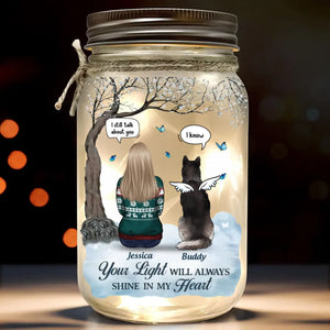 Memories With You Last A Lifetime - Memorial Personalized Custom Mason Jar Light - Sympathy Gift For Family Members, Pet Owners, Pet Lovers