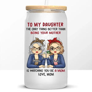 As Mothers And Daughters, We Are Connected With One Another - Family Personalized Custom Glass Cup, Iced Coffee Cup - Gift For Mom, Daughter