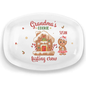 Grandma's Cookie Tasting Crew - Family Personalized Custom Platter - Christmas Gift For Mom, Grandma