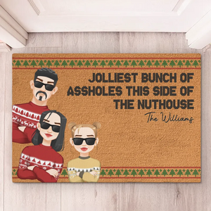 Merry Christmas Ya Filthy Animal - Family Personalized Custom Home Decor Decorative Mat - Gift For Family Members