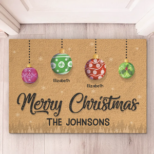 Have A Holly, Jolly Christmas - Family Personalized Custom Home Decor Decorative Mat - Christmas Gift For Family Members