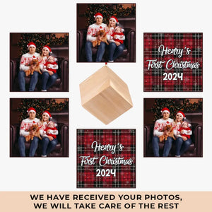 Custom Photo The Beginning Of Many Magical Moments - Family Personalized Custom Wooden Cube Ornament - Christmas Gift For Baby Kids, Newborn Baby