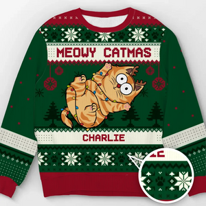 Holly Jolly Catmas - Cat Personalized Custom Ugly Sweatshirt - Unisex Wool Jumper - Christmas Gift For Pet Owners, Pet Lovers