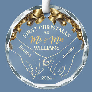 Tis The Season For Loving You - Couple Personalized Custom Circle Glass Ornament - Christmas Gift For Husband Wife, Anniversary, First Christmas