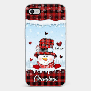 Grandmas Are Snowmen With Hearts That Never Melt - Family Personalized Custom Clear Phone Case - Christmas Gift For Grandma