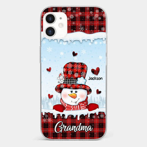 Grandmas Are Snowmen With Hearts That Never Melt - Family Personalized Custom Clear Phone Case - Christmas Gift For Grandma