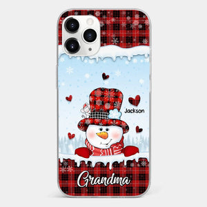 Grandmas Are Snowmen With Hearts That Never Melt - Family Personalized Custom Clear Phone Case - Christmas Gift For Grandma