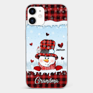 Grandmas Are Snowmen With Hearts That Never Melt - Family Personalized Custom Clear Phone Case - Christmas Gift For Grandma