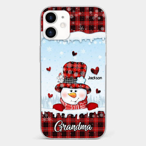 Grandmas Are Snowmen With Hearts That Never Melt - Family Personalized Custom Clear Phone Case - Christmas Gift For Grandma