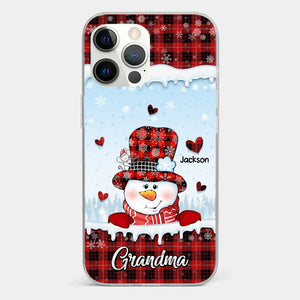 Grandmas Are Snowmen With Hearts That Never Melt - Family Personalized Custom Clear Phone Case - Christmas Gift For Grandma