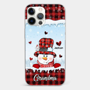 Grandmas Are Snowmen With Hearts That Never Melt - Family Personalized Custom Clear Phone Case - Christmas Gift For Grandma