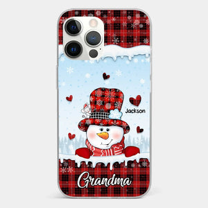 Grandmas Are Snowmen With Hearts That Never Melt - Family Personalized Custom Clear Phone Case - Christmas Gift For Grandma