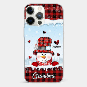 Grandmas Are Snowmen With Hearts That Never Melt - Family Personalized Custom Clear Phone Case - Christmas Gift For Grandma