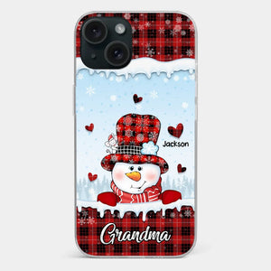 Grandmas Are Snowmen With Hearts That Never Melt - Family Personalized Custom Clear Phone Case - Christmas Gift For Grandma