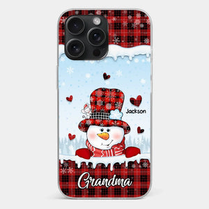 Grandmas Are Snowmen With Hearts That Never Melt - Family Personalized Custom Clear Phone Case - Christmas Gift For Grandma