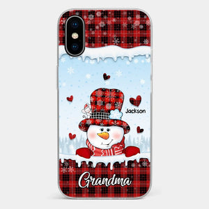 Grandmas Are Snowmen With Hearts That Never Melt - Family Personalized Custom Clear Phone Case - Christmas Gift For Grandma