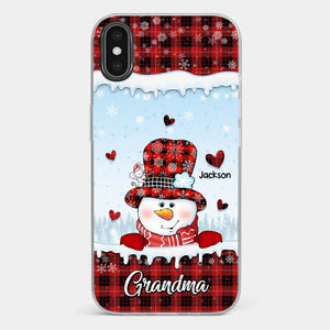 Grandmas Are Snowmen With Hearts That Never Melt - Family Personalized Custom Clear Phone Case - Christmas Gift For Grandma