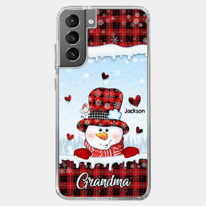 Grandmas Are Snowmen With Hearts That Never Melt - Family Personalized Custom Clear Phone Case - Christmas Gift For Grandma