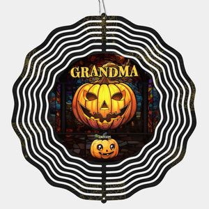 Grandma Of Little Pumpkin - Family Personalized Custom Wind Spinner - Halloween Gift For Mom, Grandma