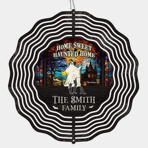 Home Sweet Haunted Home - Family Personalized Custom Wind Spinner - Halloween Gift For Family Members