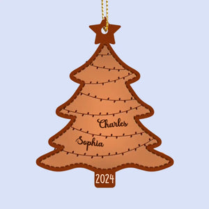 Family Turns Christmas Moments Into Memories - Family Personalized Custom Leather Ornament - Christmas Gift For Family Members