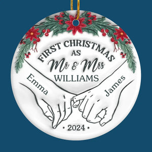 It's Beginning To Look A Lot Like Our First Christmas - Couple Personalized Custom 3D Inflated Effect Printed Ornament - Ceramic Round Shaped - Christmas Gift For Husband Wife, Anniversary, First Christmas