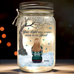 Wherever You Are, You Will Always Be In My Heart - Memorial Personalized Custom Mason Jar Light - Sympathy Gift, Christmas Gift For Family Members