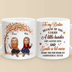 Thank You For Being My Unbiological Sister - Besties Personalized Custom Mug - Autumn Fall Gift For Best Friends, BFF, Sisters